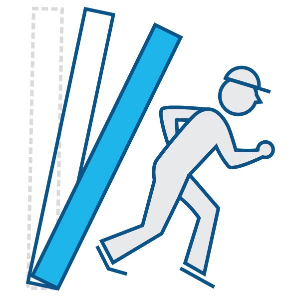 Illustration of construction worker running from material falling down